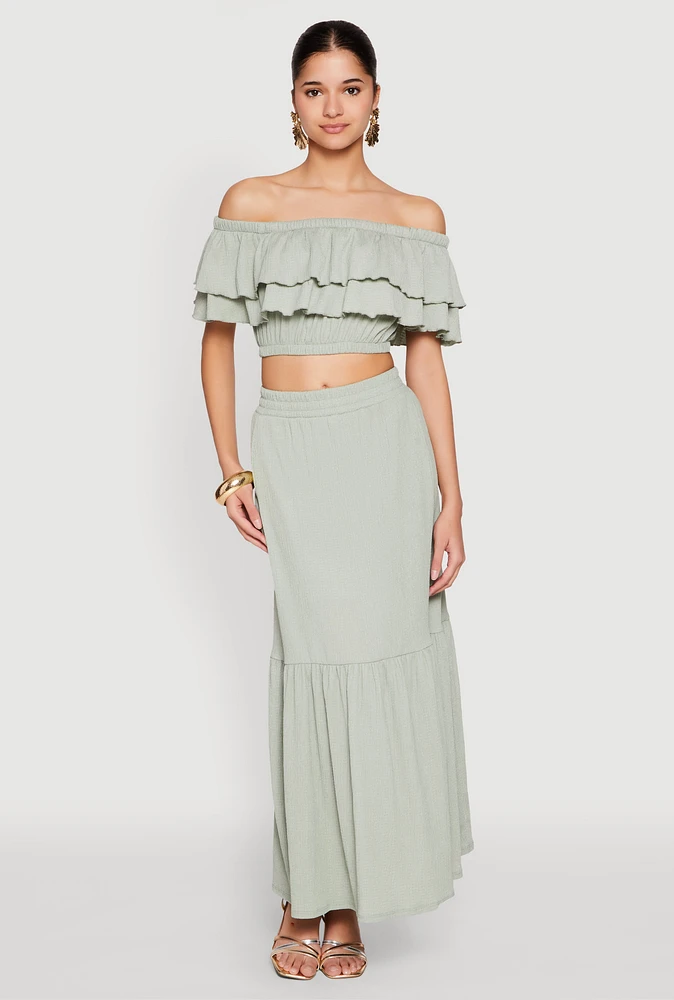 Womens Almost Famous Slit Front Tiered Skirt,
