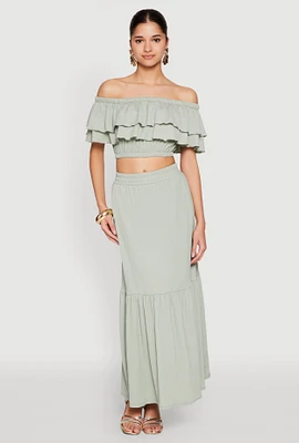 Womens Almost Famous Slit Front Tiered Skirt,