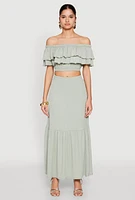 Womens Almost Famous Slit Front Tiered Skirt,