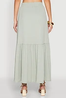 Womens Almost Famous Slit Front Tiered Skirt,