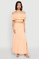 Womens Almost Famous Slit Front Tiered Skirt, Orange, Size S