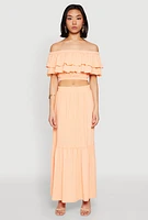 Womens Almost Famous Slit Front Tiered Skirt, Orange, Size S