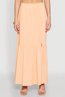 Womens Almost Famous Slit Front Tiered Skirt, Orange, Size S