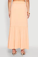 Womens Almost Famous Slit Front Tiered Skirt, Orange, Size S