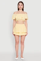 Womens Almost Famous Smocked Waist Tiered Mini Skirt, Yellow, Size S