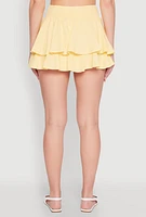 Womens Almost Famous Smocked Waist Tiered Mini Skirt, Yellow, Size S