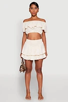 Womens Almost Famous Smocked Waist Tiered Mini Skirt,