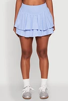 Womens Almost Famous Smocked Waist Tiered Mini Skirt, Blue, Size XL