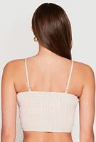 Womens Almost Famous Pinstripe Poplin Smocked Back Cami, Beige, Size S
