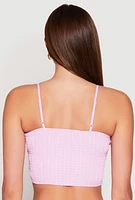 Womens Almost Famous Pinstripe Poplin Smocked Back Cami, Pink,