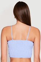 Womens Almost Famous Pinstripe Poplin Smocked Back Cami, Blue, Size S