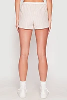 Womens Almost Famous Pinstripe Contrast Waistband Shorts, Khaki, Size L