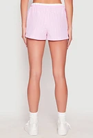 Womens Almost Famous Pinstripe Contrast Waistband Shorts, Pink, Size M