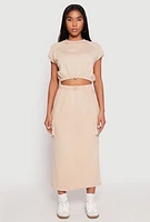 Womens Almost Famous Cap Sleeve Cropped Sweatshirt, Beige,