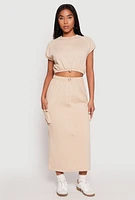 Womens Almost Famous Cap Sleeve Cropped Sweatshirt, Beige,