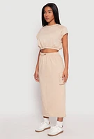 Womens Almost Famous Cap Sleeve Cropped Sweatshirt, Beige,