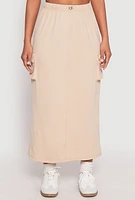Womens Almost Famous Fleece Cargo Skirt, Khaki, Size L