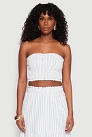 Womens Almost Famous Striped Smocked Tube Top