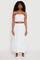 Womens Almost Famous Striped Smocked Tube Top