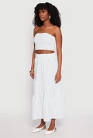 Womens Almost Famous Striped Smocked Tube Top