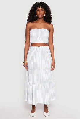 Womens Almost Famous Striped Textured Knit Maxi Skirt, White, Size XL