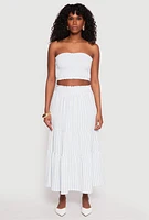 Womens Almost Famous Striped Textured Knit Maxi Skirt, White, Size XL