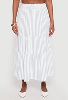 Womens Almost Famous Striped Textured Knit Maxi Skirt, White, Size XL