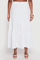 Womens Almost Famous Striped Textured Knit Maxi Skirt, White, Size XL