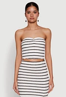 Womens Almost Famous Striped Sweetheart Neckline Tube Top, White, Size M