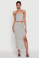 Womens Almost Famous Striped Sweetheart Neckline Tube Top, White,
