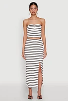 Womens Almost Famous Striped Sweetheart Neckline Tube Top, White,