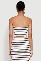 Womens Almost Famous Striped Sweetheart Neckline Tube Top, White, Size M