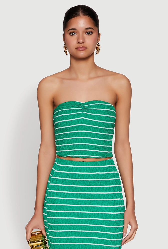 Womens Almost Famous Striped Sweetheart Neckline Tube Top,
