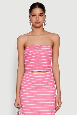 Womens Almost Famous Striped Sweetheart Neckline Tube Top,
