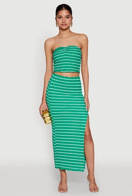Womens Almost Famous Striped Side Slit Maxi Skirt, M