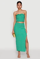 Womens Almost Famous Striped Side Slit Maxi Skirt, M