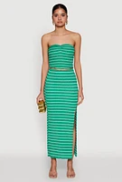 Womens Almost Famous Striped Side Slit Maxi Skirt,