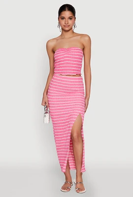Womens Almost Famous Striped Side Slit Maxi Skirt,