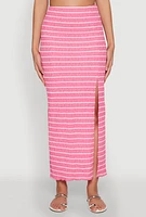 Womens Almost Famous Striped Side Slit Maxi Skirt,