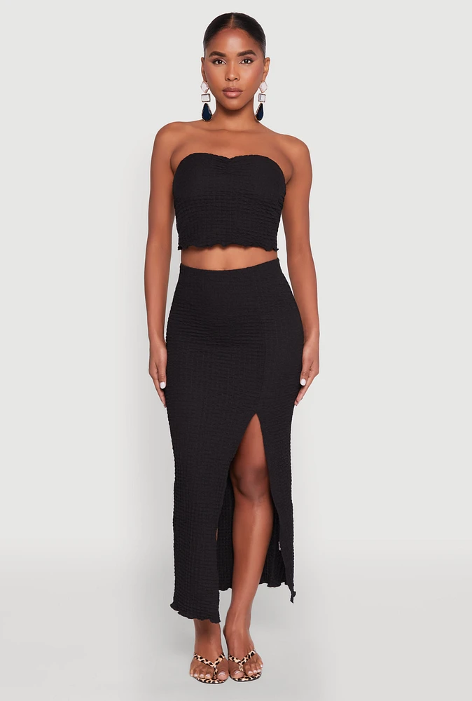 Womens Almost Famous Textured Knit Side Slit Skirt,