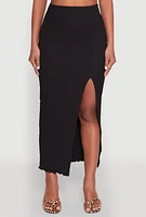 Womens Almost Famous Textured Knit Side Slit Skirt,