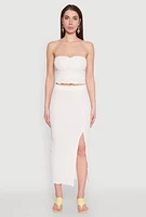 Womens Almost Famous Textured Knit Side Slit Skirt, White, Size M