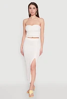 Womens Almost Famous Textured Knit Side Slit Skirt, White, Size M