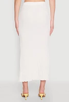 Womens Almost Famous Textured Knit Side Slit Skirt, White, Size M