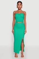 Womens Almost Famous Textured Knit Side Slit Skirt, Green, Size M