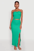 Womens Almost Famous Textured Knit Side Slit Skirt, Green, Size M