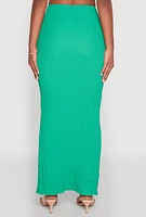 Womens Almost Famous Textured Knit Side Slit Skirt, Green, Size M