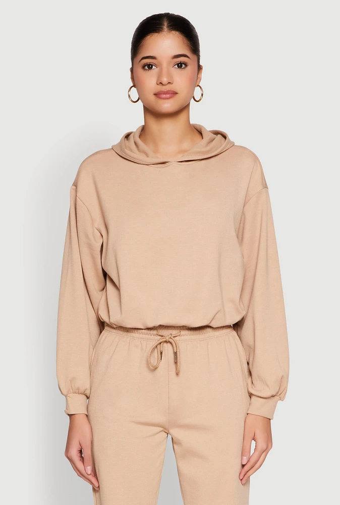 Womens Almost Famous Bubble Hem Cropped Hoodie,