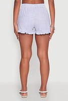 Womens Almost Famous Ruffled Hem Striped Shorts, Blue, Size S