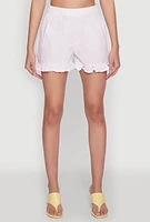 Womens Almost Famous Ruffled Hem Striped Shorts, Pink, Size L